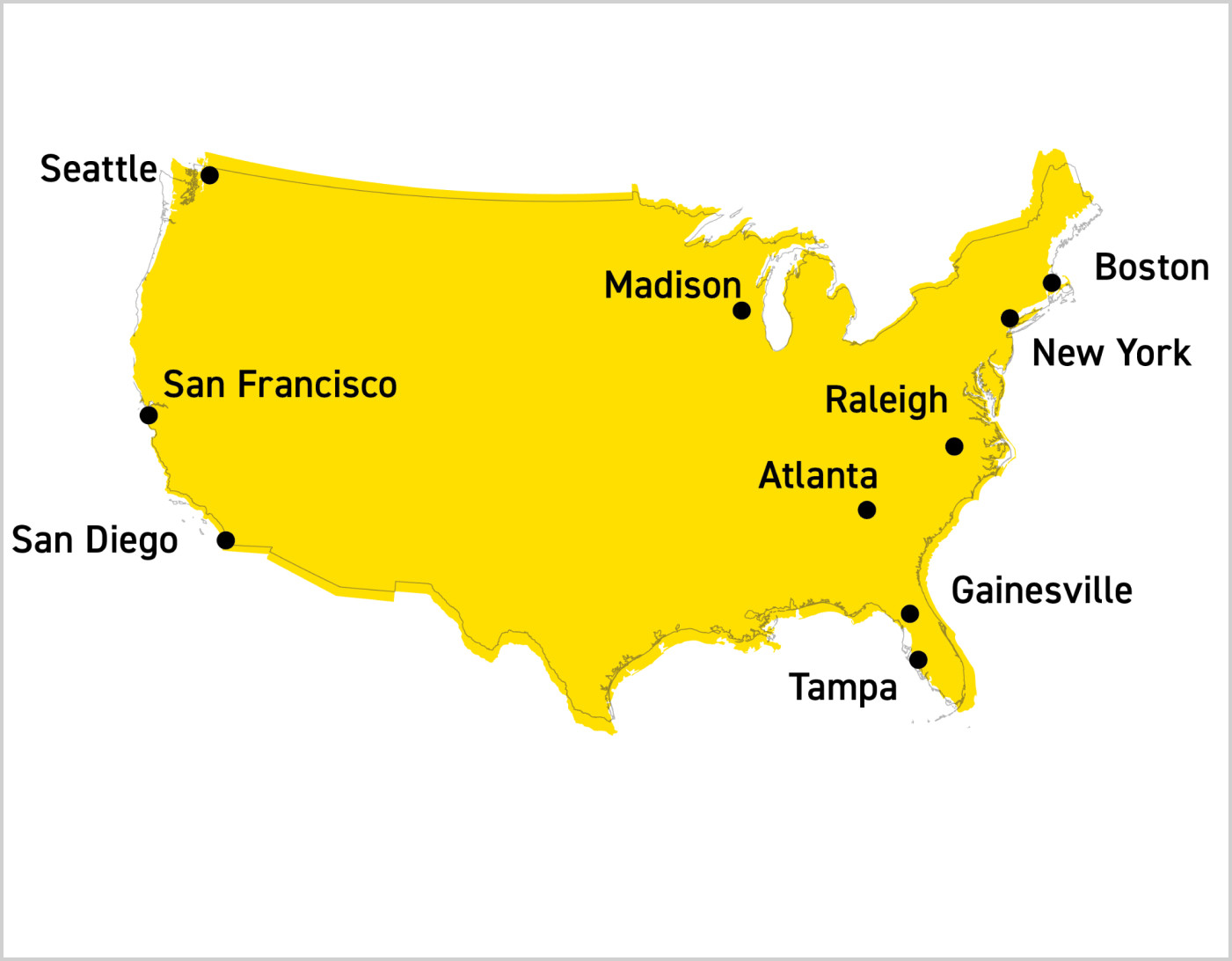 United States map of Flad Architects offices