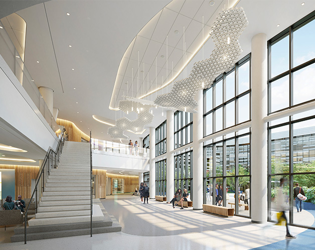 Government Hospitals and Health Facilities Corporation - Governor Juan F. Luis Hospital and Medical Center Lobby Interior, Balcony and Stairway