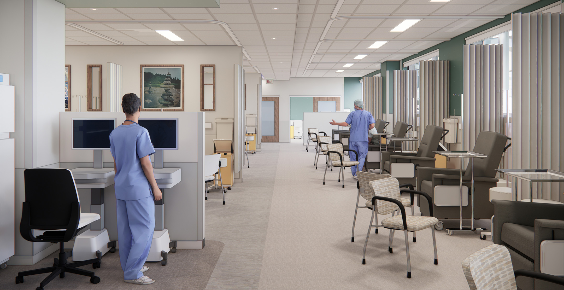 Penn State Health interior rendering of infusion bay