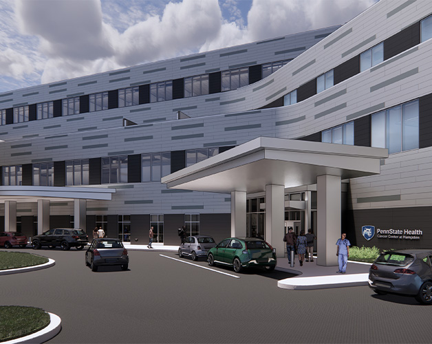 Penn State Health exterior rendering of front entrance