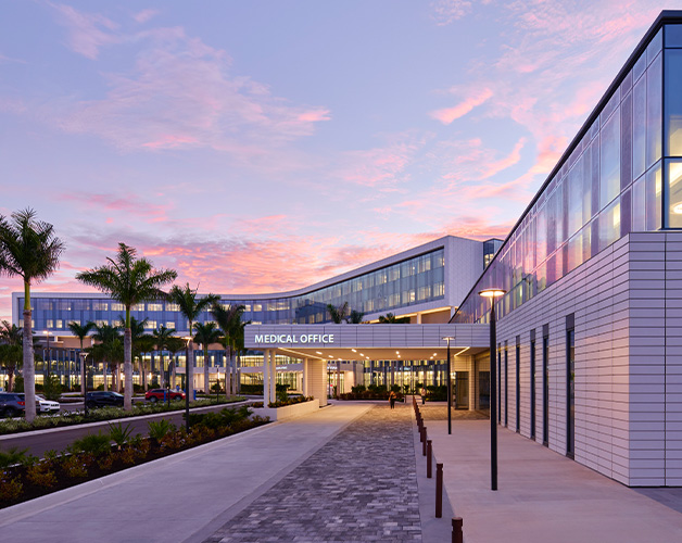 Sarasota Memorial Hospital - Venice at dawn building exterior from medical office entrance